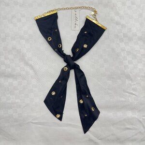 NWT Ettika Faux Suede Twilly with Crystals and Gold Eyelets